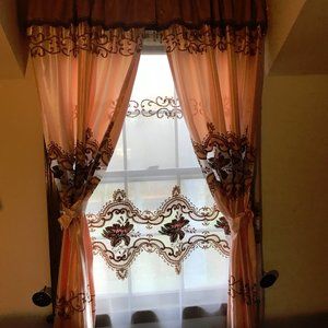 Orange color curtain 2 panels